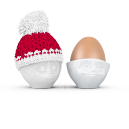 Eierbecher Mütze Weiß/Rot