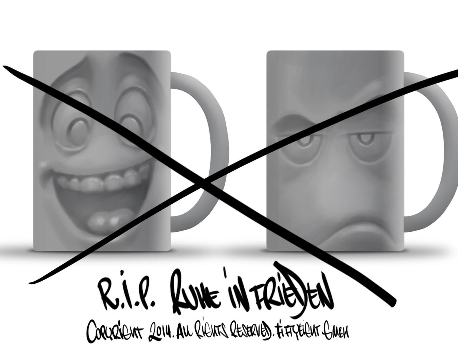  Zunächst hatte ich bei den Mugs einige verschiedene Ansätze im Kopf, schließlich galt es im allerersten Schritt, die Grundform der Mugs mit ihren produktionsspezifischen Eigenschaften und Möglichkeiten zu eruieren. Die erste Version war zum Beispiel noch nicht konisch zulaufend, sondern gerade geschnitten. So wie man sich eben einen „biederen“ Büro-Kaffeetasse vorstellt. 