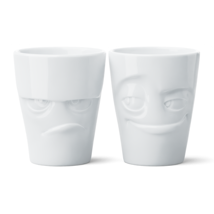 Becher Set Nr. 1 Grummelig & Verschmitzt ohne Henkel in weiß, 350 ml