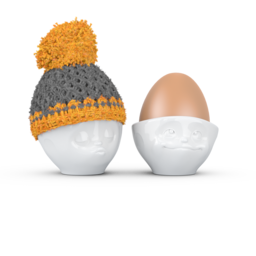 Eierbecher Mütze Grau/Orange