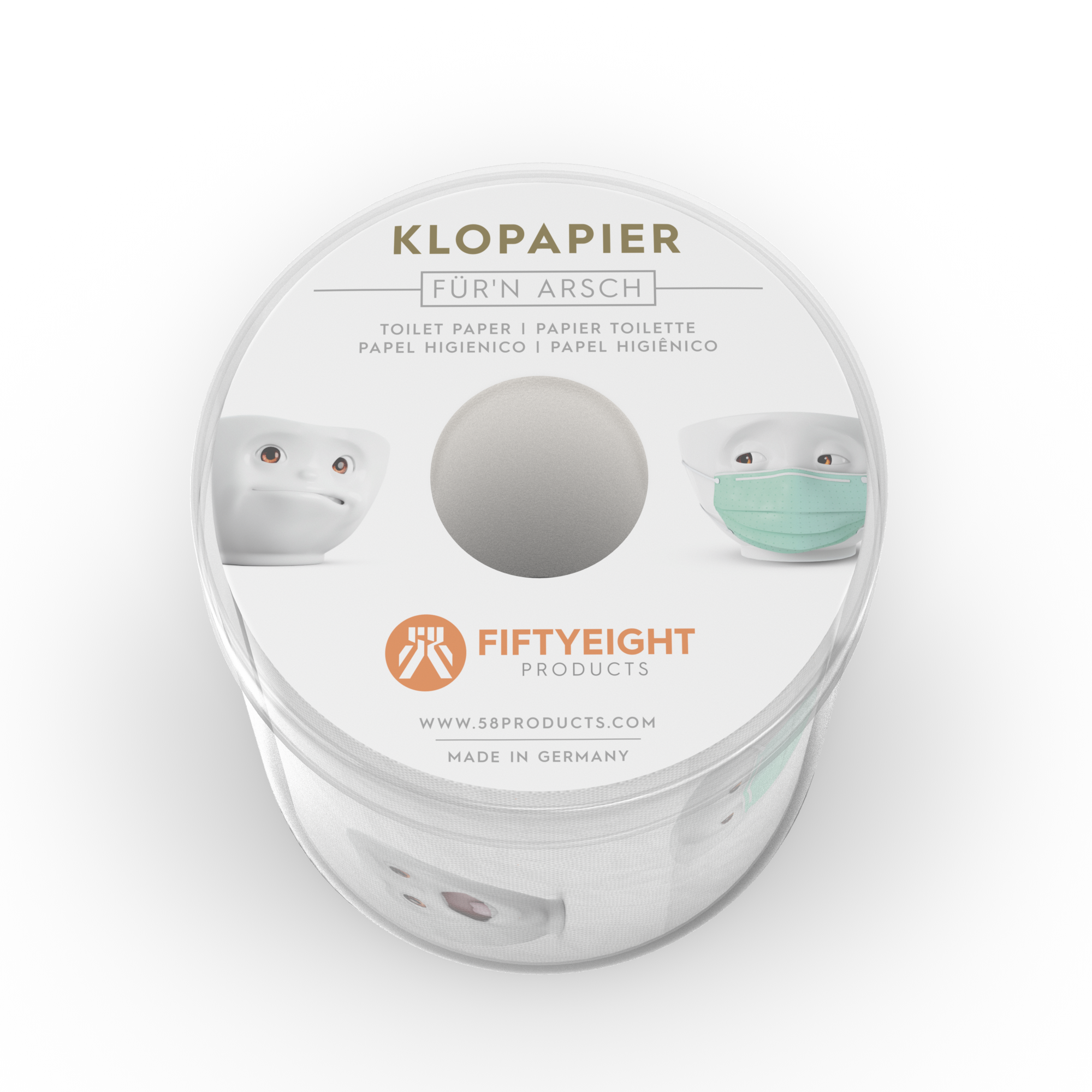 Ganz ohne Diskussionen ging es dann aber doch noch nicht direkt in die Produktionsphase. Beim Thema, welche TASSEN-Charaktere denn nun die Ehre haben werden, dem Allerwertesten unserer Kunden ganz nahe kommen zu dürfen, gab es schon sehr unterschiedliche Meinungen. Die Antwort auf diese Frage ergab sich dann aber doch fast von selbst, denn wie Ihr wisst, sind alle unsere TASSEN-Charaktere höchst emotional. Wie würde also jemand darauf reagieren, sein Konterfei auf Klopapier wiederzufinden? Wahrscheinlich irritiert und im besten Falle etwas belustigt. Genau! Jetzt weißt Du auch, warum diese Gesichtsausdrücke auf dem neuen TASSEN Klopapier zu finden sind. Ach ja, da ist noch die TASSE mit dem Mundschutz, die darf natürlich auch nicht fehlen, denn wir wollten ja mit gutem Beispiel voran gehen...