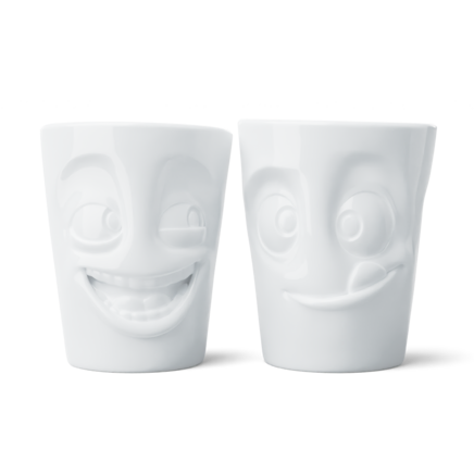 Becher Set Nr. 3 Witzig & Lecker ohne Henkel in weiß, 350 ml