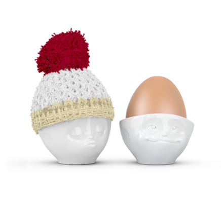 Eierbecher Mütze Chillirot/Elfenbein