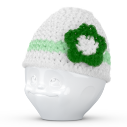 Eierbecher Mädchen Mütze  weiß/grün 