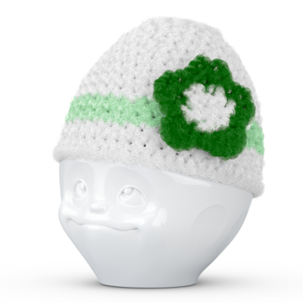Eierbecher Mädchen Mütze  weiß/grün 